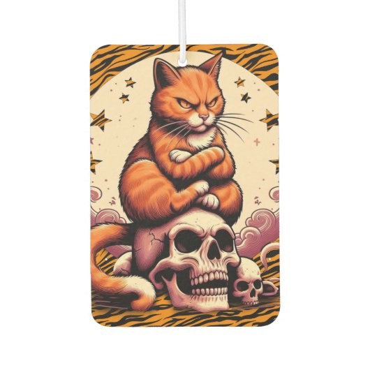 Vengeful Orange Cat, Skulls and Moon カーエアーフレッシュナー (正面)