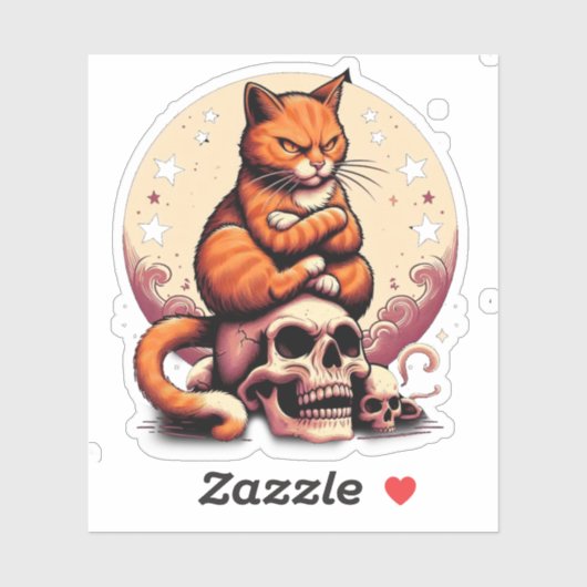 Vengeful Orange Cat, Skulls and Moon シール (シート)
