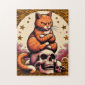 Vengeful Orange Cat, Skulls and Moon ジグソーパズル (縦)