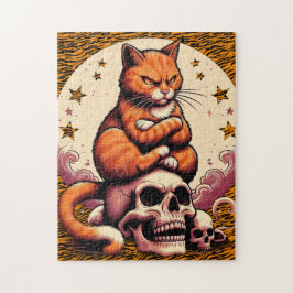 Vengeful Orange Cat, Skulls and Moon ジグソーパズル