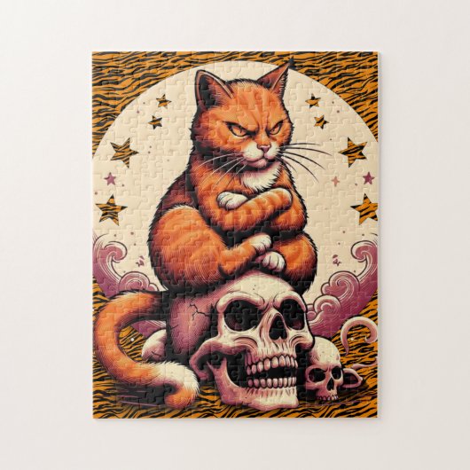 Vengeful Orange Cat, Skulls and Moon ジグソーパズル (縦)
