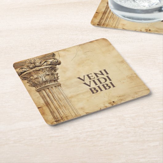 Veni Vidi Bibi Funny Ancient Rome Latin Saying スクエアペーパーコースター (アングル)