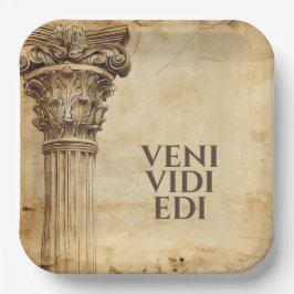 Veni Vidi Edi Funny Ancient Rome Latin Saying ペーパープレート