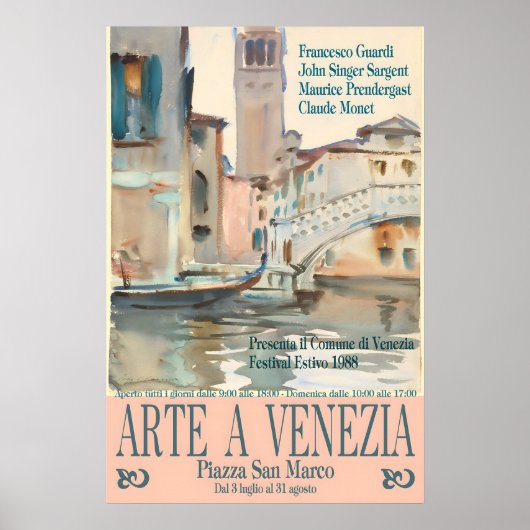 Venice Art Exhibition Poster Guardi, Sargent ポスター (正面)