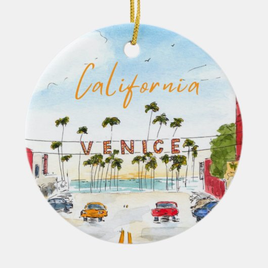 Venice Beach California Ornament セラミックオーナメント (正面)