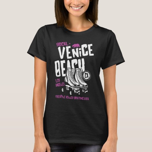 Venice Beach California Retro Roller Skate 9 Tシャツ (正面)