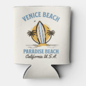Venice Beach California Retro Surf Design 缶クーラー (正面)