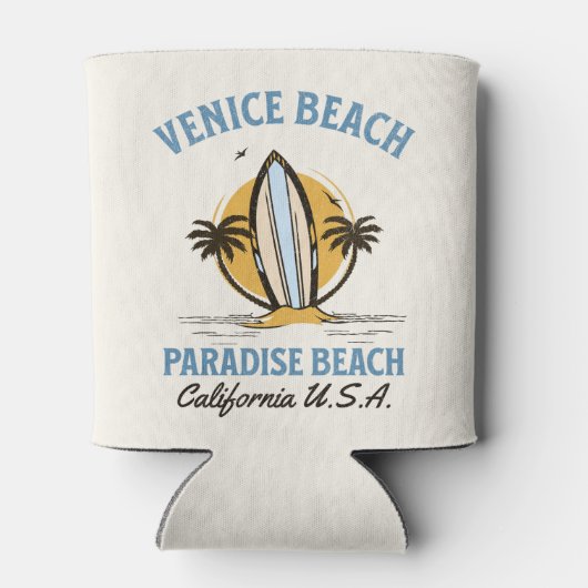 Venice Beach California Retro Surf Design 缶クーラー (裏面)