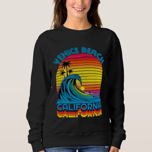 Venice Beach Retro Throwback Surf & Beach Souvenir スウェットシャツ (正面)