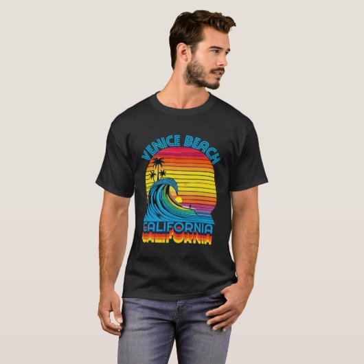 Venice Beach Retro Throwback Surf & Beach Souvenir Tシャツ (正面フル)