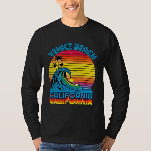 Venice Beach Retro Throwback Surf & Beach Souvenir Tシャツ (正面)