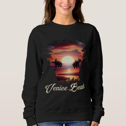 Venice Beach Vibrant Sunset Los Angeles California スウェットシャツ (正面)
