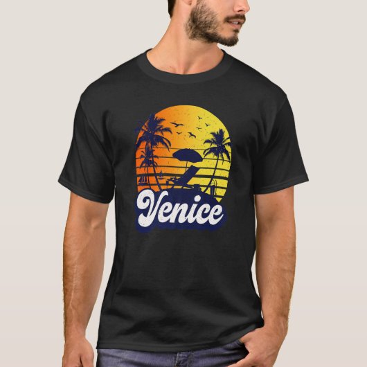 Venice Florida Sunset Beach Retro Premium Tシャツ (正面)