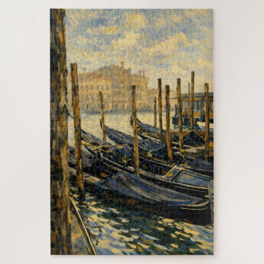 Venice Gondola Gold Van Gogh Style Art Puzzle ジグソーパズル (縦)