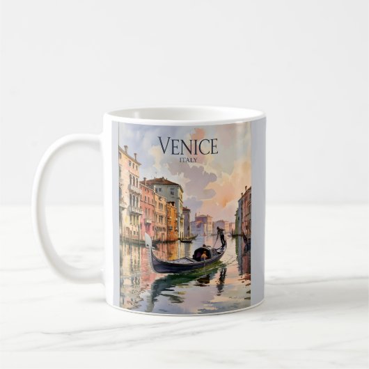 Venice Gondola Ride Watercolor Canal Colorful コーヒーマグカップ (左)