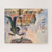 Venice Gondola Ride Watercolor Canal Colorful ジグソーパズル (横)