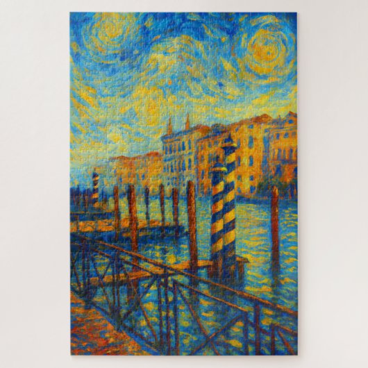 Venice Grand Canal Starry Night Art Puzzle ジグソーパズル (縦)
