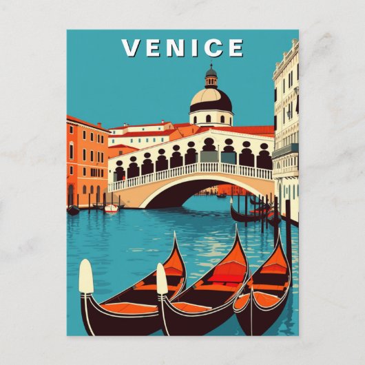 Venice Italy Gondola Canal Vintage ポストカード (正面)