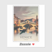 Venice Italy Rialto Bridge Vintage Twilight Rustic シール (シート)