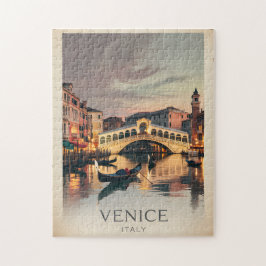 Venice Italy Rialto Bridge Vintage Twilight Rustic ジグソーパズル