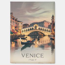 Venice Italy Rialto Bridge Vintage Twilight Rustic マグネット