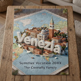 Venice Italy Travel Map Venezia Family Vacation ジグソーパズル