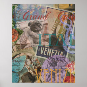 Venice Italy Travel Vintage Pretty Colorful Art ポスター