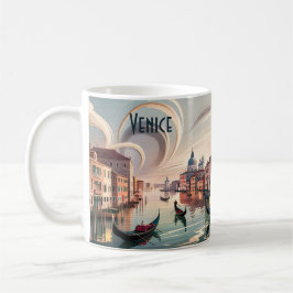Venice Italy Travel Watercolor Gondola Custom Text コーヒーマグカップ