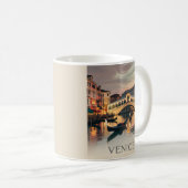 Venice Italy Vacation Canal Bridge Twilight Retro コーヒーマグカップ (正面右)