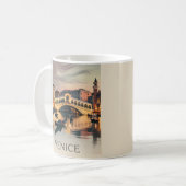 Venice Italy Vacation Canal Bridge Twilight Retro コーヒーマグカップ (正面左)