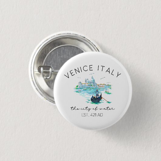 Venice Italy Vacation Souvenir 缶バッジ (正面&裏面)