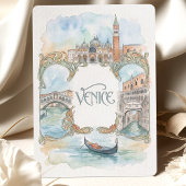 Venice Italy Watercolor Landmarks Wedding 招待状