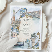 Venice Italy Watercolor Landmarks Wedding 招待状