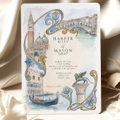 Venice Italy Watercolor Landmarks Wedding 招待状