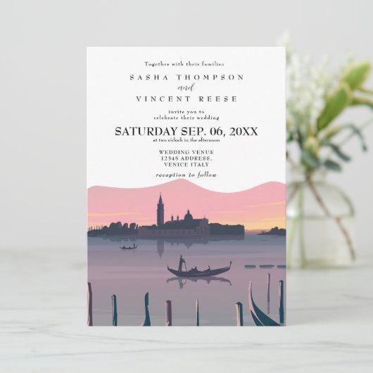 Venice Italy Wedding Invitation Retro 招待状 (スタンド正面)