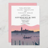 Venice Italy Wedding Invitation Retro 招待状 (正面/裏面)