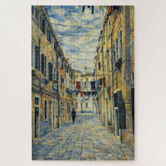 Venice Laundry Street Van Gogh Style Art Puzzle ジグソーパズル (縦)