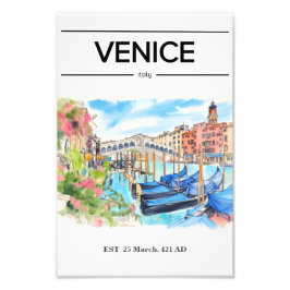 Venice Rialto Bridge watercolor poster フォトプリント