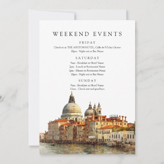 Venice Skyline Watercolor Birthday Weekend 招待状 (裏面)