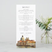 Venice Skyline Watercolor Elegant Wedding メニュー (スタンド正面)