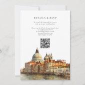 Venice Skyline Watercolor QR Code Wedding 招待状 (裏面)
