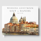 Venice Skyline Watercolor Wedding ゲストブック (正面)