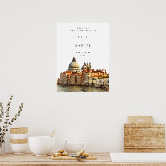 Venice Skyline Wedding Welcome Sign ポスター (キッチン)