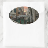 Venice Sunset Canal & Bridge – Romantic 楕円形シール (バッグ)