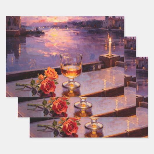 Venice Sunset Whiskey & Roses ラッピングペーパーシート (セット)