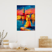 Venice Teddy Fauvist Sunset Canal Print ポスター (キッチン)