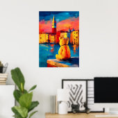 Venice Teddy Fauvist Sunset Canal Print ポスター (ホームオフィス)
