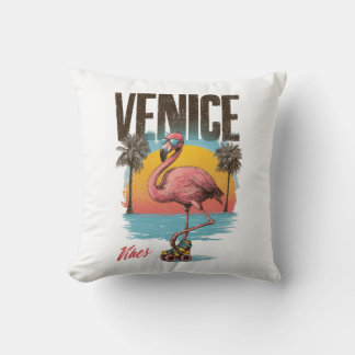 Venice Vibes Flamingo Retro Beach California Tropi クッション
