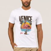 Venice Vibes Flamingo Retro Beach California Tropi Tシャツ (正面)