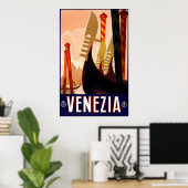"Venice" Vintage Italian Travel Poster ポスター (ホームオフィス)